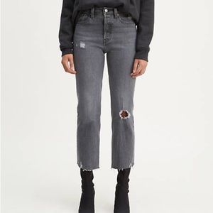 Levi’s Wedgie Straight Distressed Dark Grey Jeans